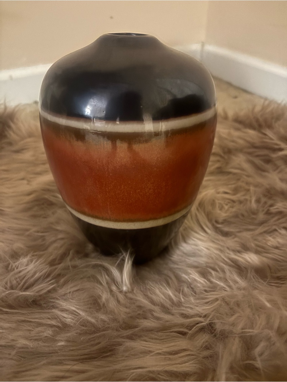 Rust and Brown Glazed Ceramic Vase by
